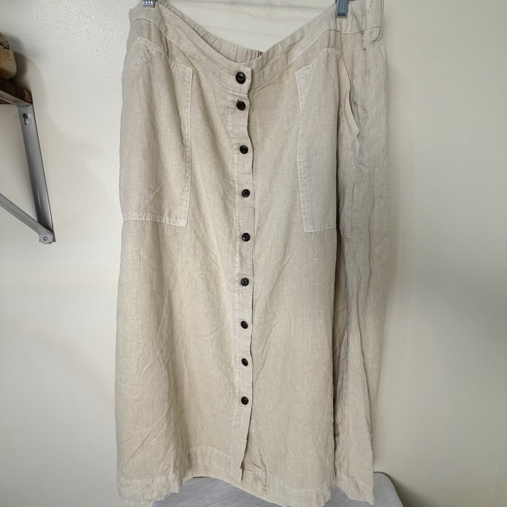 Universal Thread Linen Skirt 1X Tan Midi Women A-line Breathable Casual